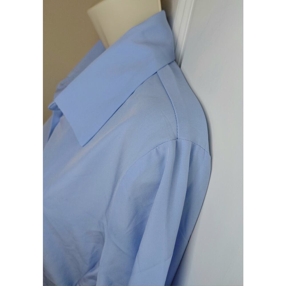 NWT Aureliennes Light Blue Tie-Waist Shirt Oversized Size XS/S Tailored Minimal - Picture 7 of 15